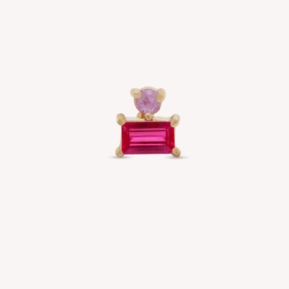 🌺STONE AND STRAND 10k Solid Gold Pink Stud Piercing - Picture 4 of 6